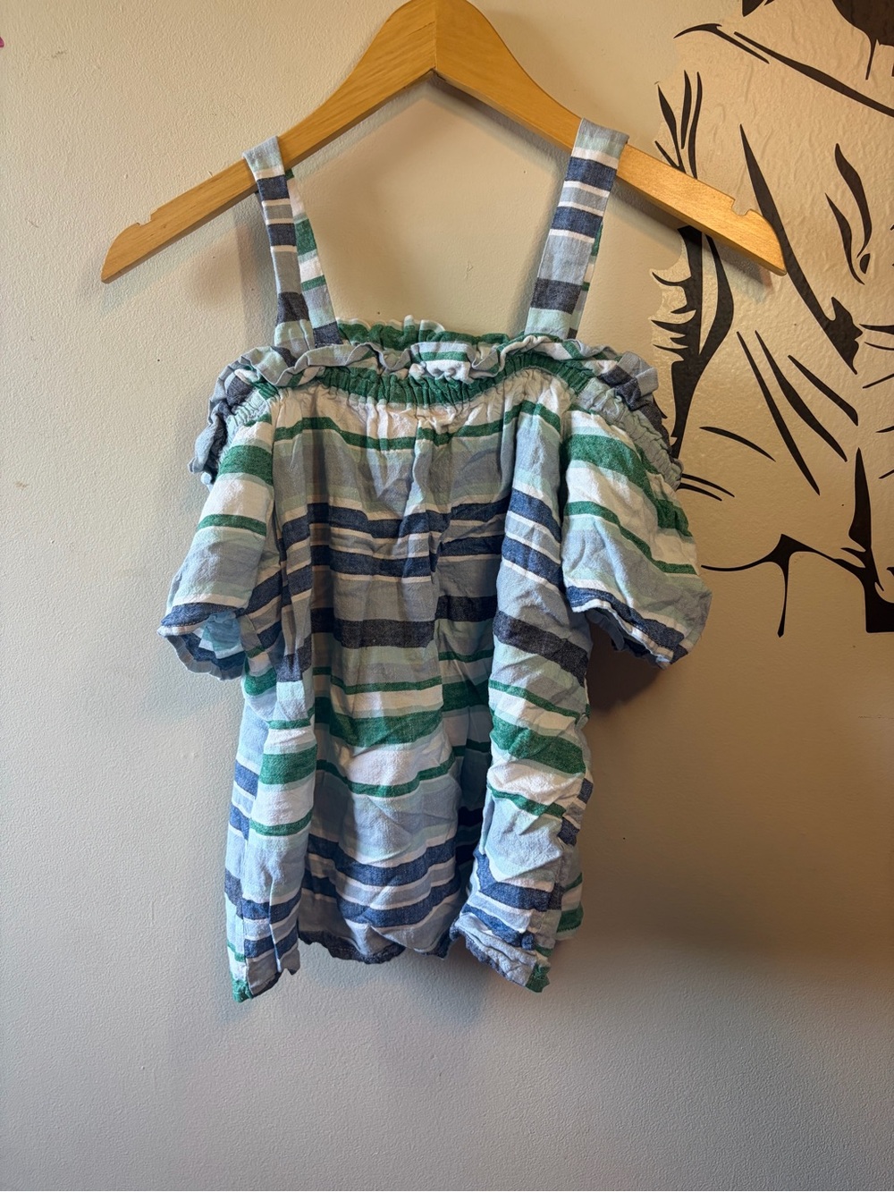 Striped Off-Shoulder Summer Top - Picture 3 of 9